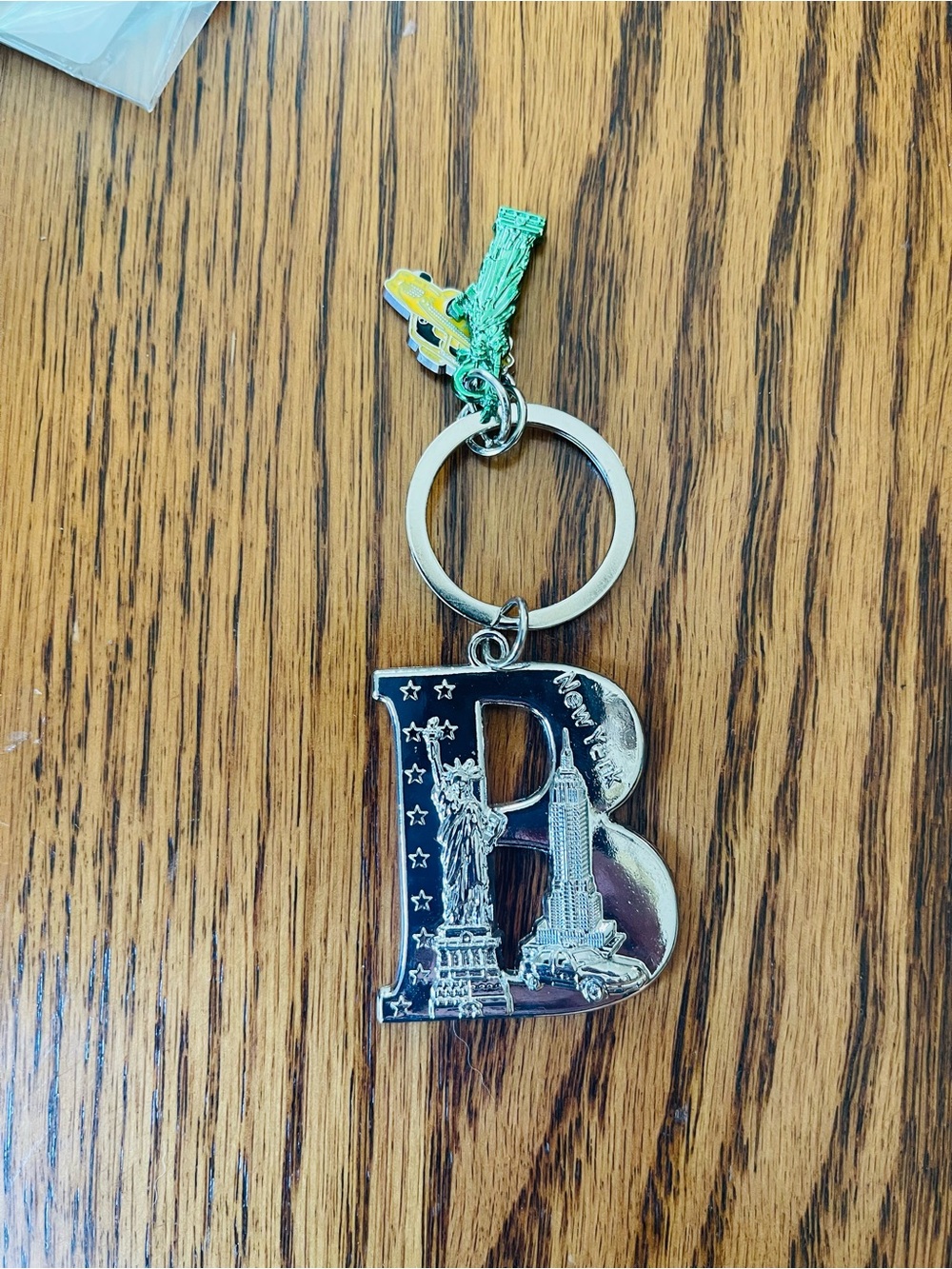 Silver B Initial New York Skyline Keychain